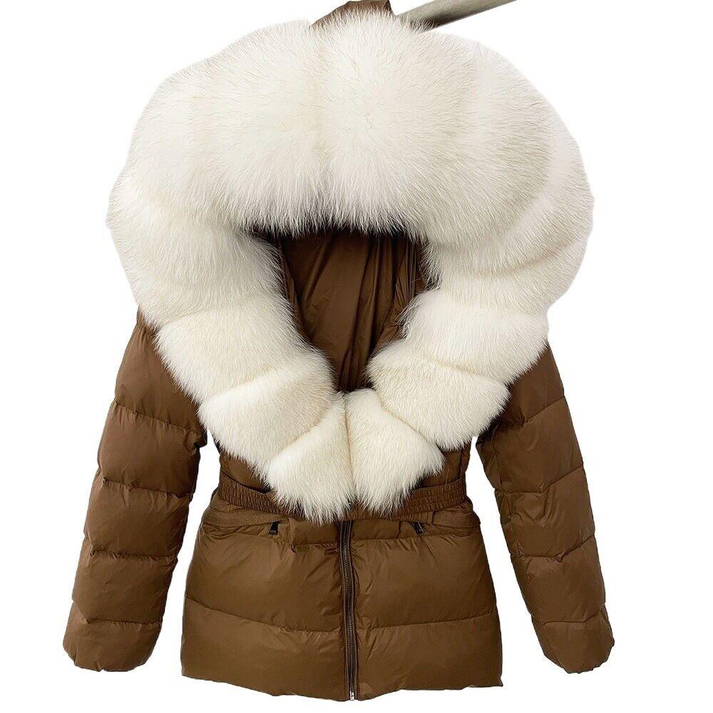 OFTBUY Winter Jacket Women's Real Raccoon Fox Fur White Duck Down Coat Thick Warm