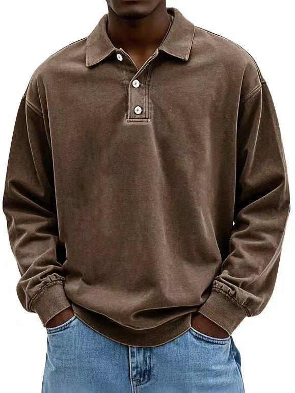 Men's 2025 Versatile Long-Sleeve Button-Down Polo Shirt