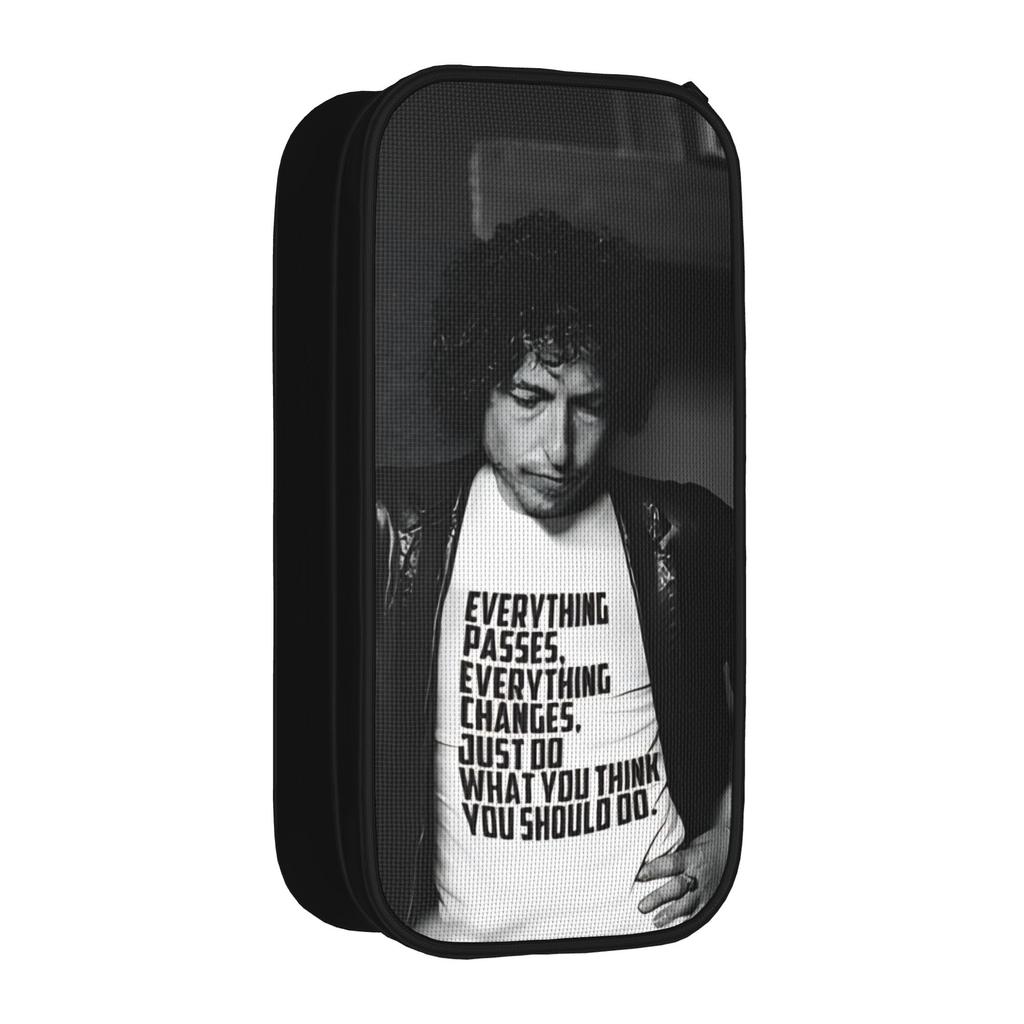 Bob Dylan Singer Pen Box Double Layer Large Capacity For School Pencil Bag Gift