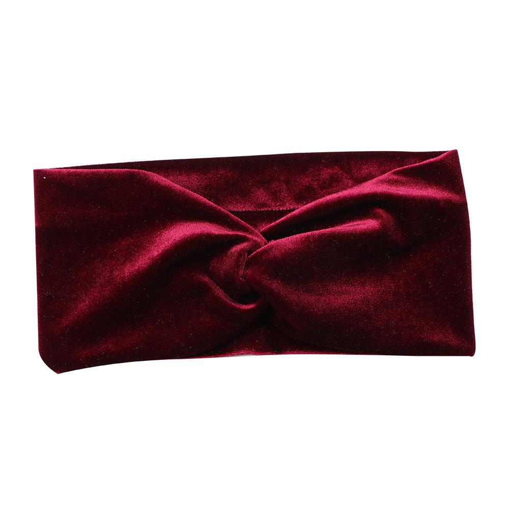 Solid Color Gold Velvet Headband, Hair Accessories Stylish Knotted Cross Elastic Wide Edge Headband Headband