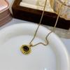 Tiger's Eye Stone Necklace Female, Premium Sweater Chain Maillard Style Collarbone Chain, Amber Necklace