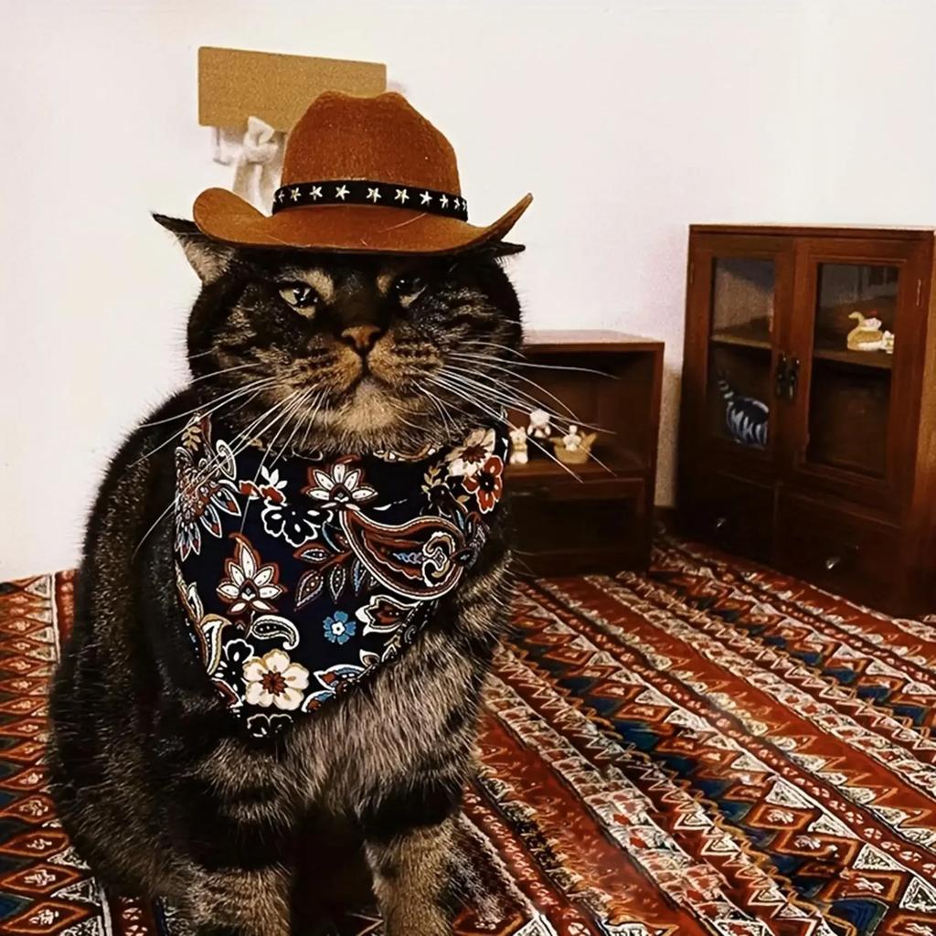 Dog & Cat Clothing Cowboy Style Star Pet Hat with Chin Strap