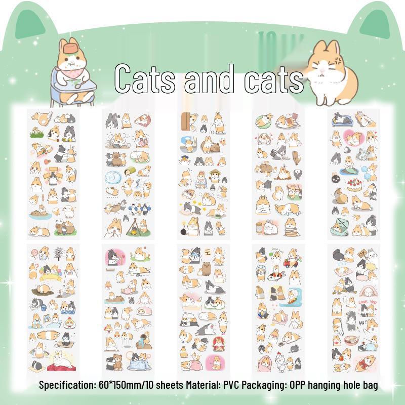 Pet Planet Cute Cartoon Children's Waterproof Notebook Stickers Set