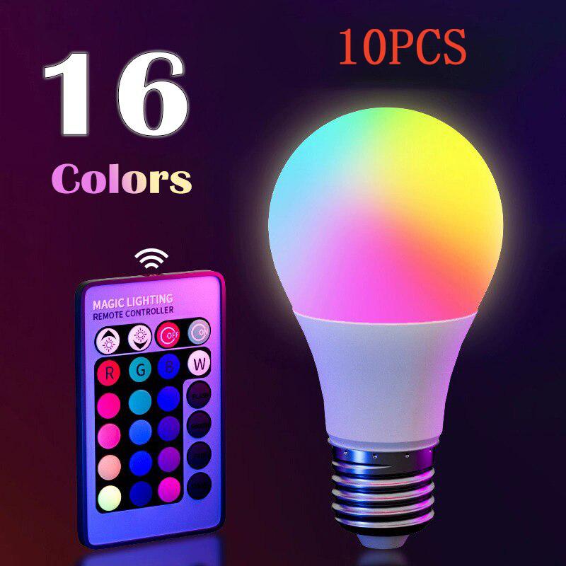 16 Farben RGB Glühbirne LED Mehrfarbige Glühbirne E27 220V Haushaltsbeleuchtung Dimmbar 24 Tasten Fernbedienung Smart Lampe Atmosphärenlicht