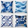 Blue Geometric Pattern Throw Pillow Cover With Short Plush Print For Living Room Sofa Decoration Cushion Cover Pillow Covers
