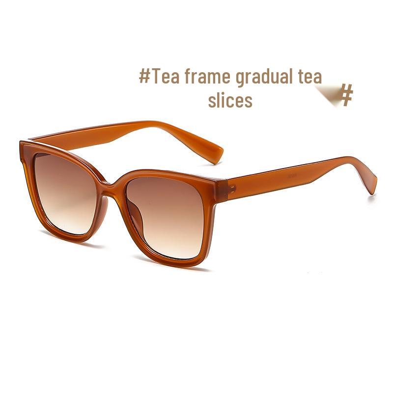 European Style Large Frame Sunglasses with Colorful Glasses Frame - UV Protection, Slimming Effect, High-End Feel