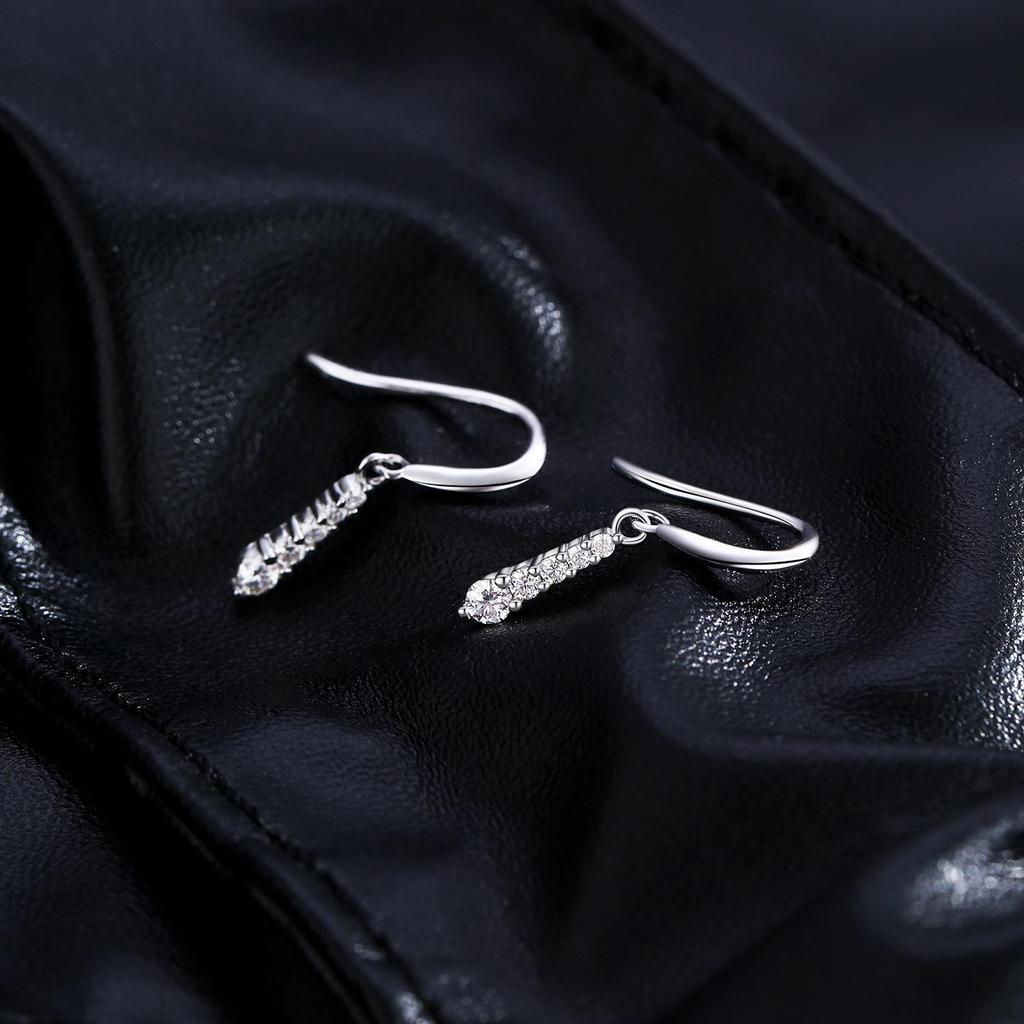 MODIAN D-Color Moissanite Water Drop S925 Silver Earrings, Elegant Paved Diamond Ear Hooks for Women