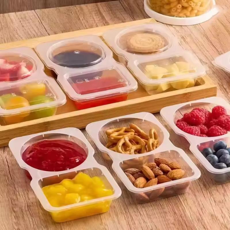 10/20PCS Sauce Box With Lid Food Grade Plastic Transparent Packaging Box Divided Veggie Food Leak Proof Sealed Food Container