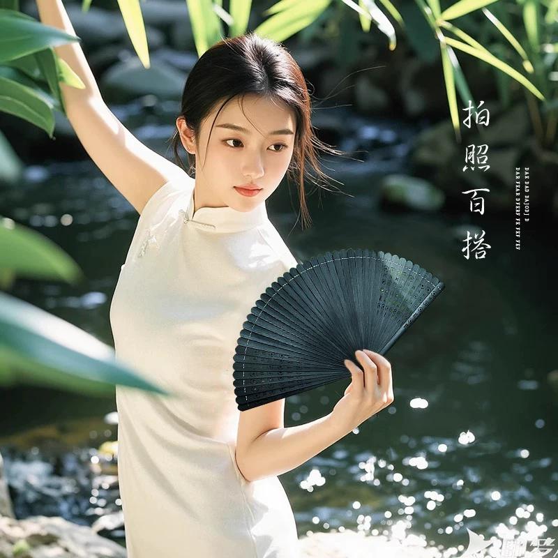 Bamboo Folding Fan, Traditional Style Fan, 2025 New Model, Portable for Home Use, Women's Handheld Dance Fan, Durable for Summer