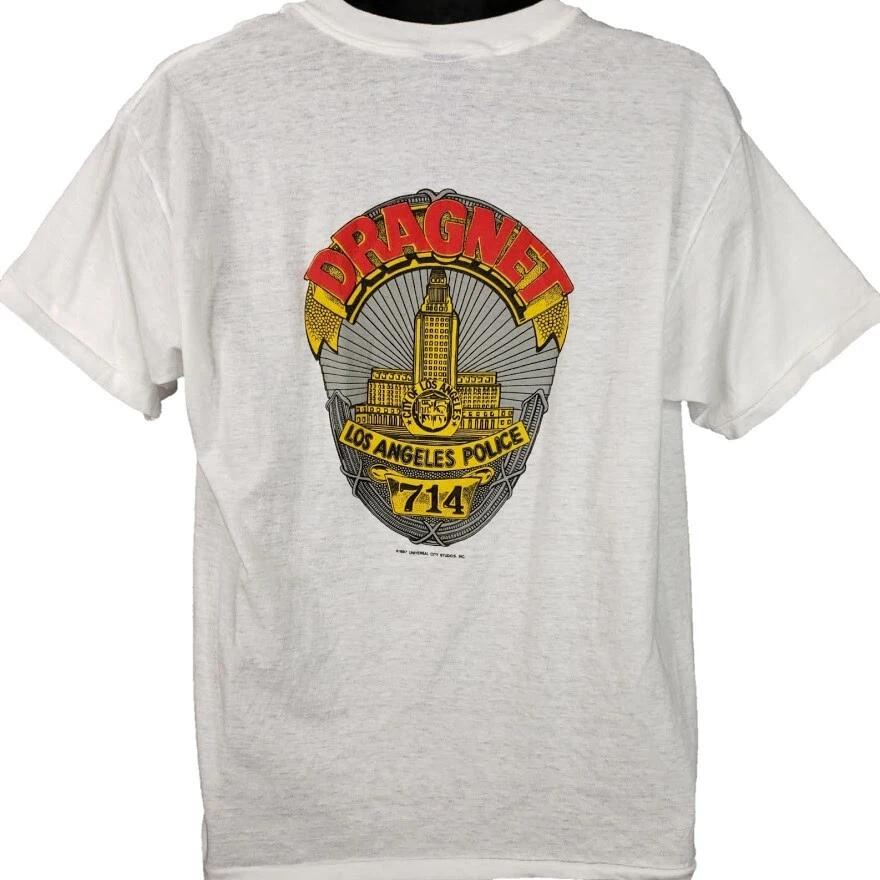 Vintage Dragnet Movie 100% Cotton T-shirt Mens Tees Top Mens Size Small 80s 1987 Tom Hanks Made In USA 3XL