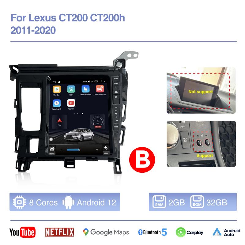 

9.7inch Tesla Style Car Multimedia Video Player For Lexus CT200 CT200h 2011-2020 GPS Navigation Android12 Auto Radio Carplay 4G