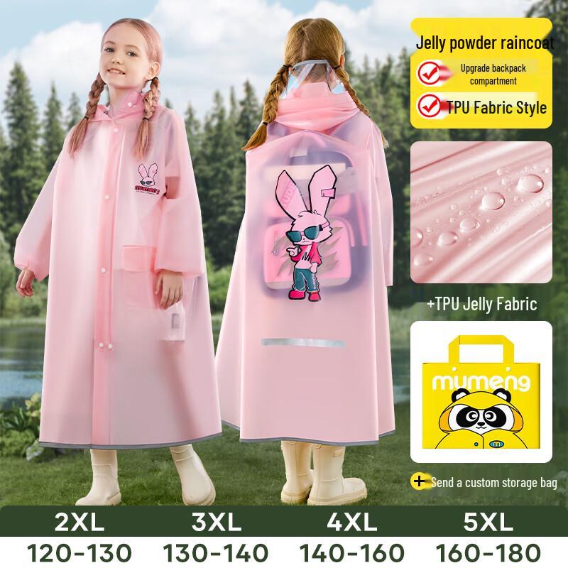 Kids' Waterproof TPU Raincoat with Backpack Slot