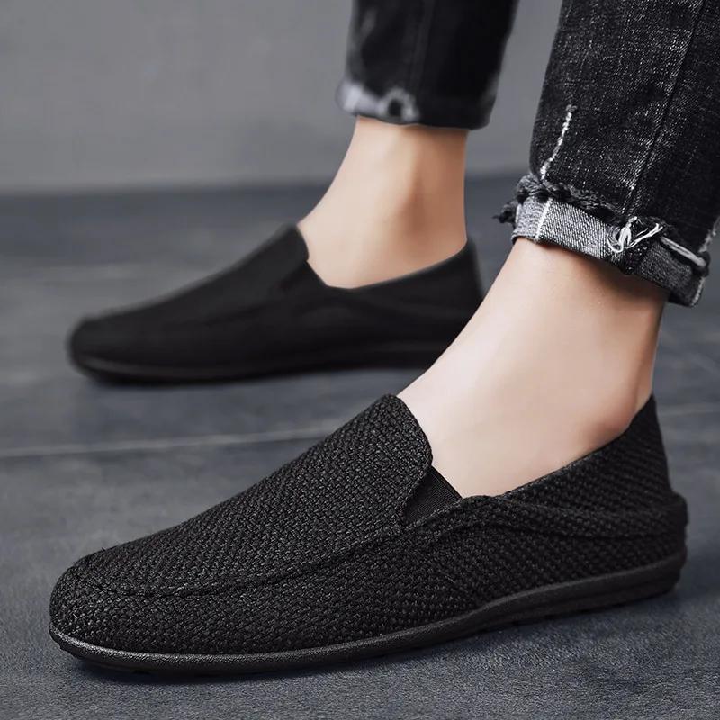 New Men Shoes Hemp Breathable Men Casual Shoes Driving  Men Soft Comfortable Loafers Brand Fashion Half Slippers Flats2025