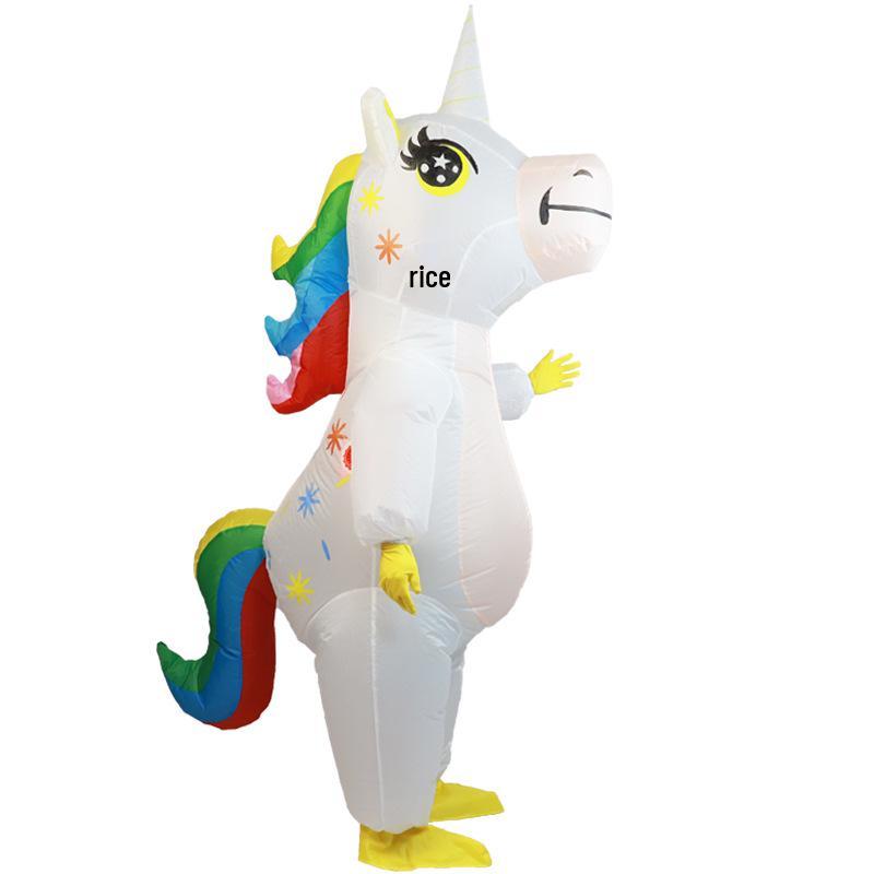 Colorful Unicorn Inflatable Cartoon Mascot Costume for Christmas Party