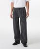 One-Pleat Wide Elastic Denim Pants [Gray]