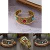 Style Oval Turquoise Bracelet With Vintage Two Tone Leaf Design For Women