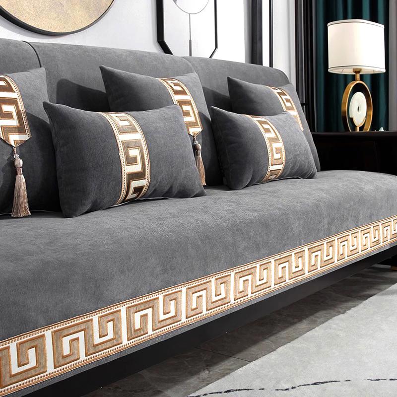 Four Season Sofa Cover Thick and Durable Anti Slip Sofa Cushion Chinese Embroidered Sofa Towel Leather Fabric L-type Sofa Universal