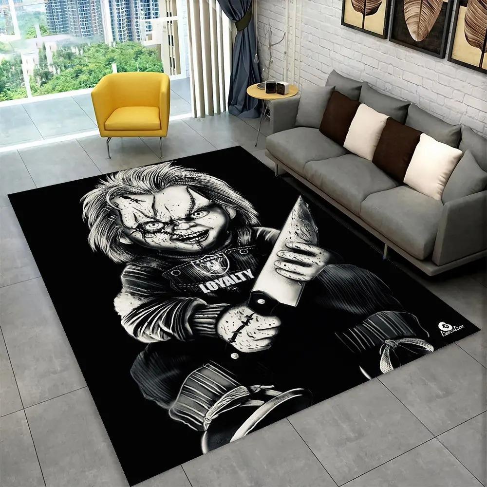 Postava z hororového filmu Chucky Saw Cartoon Area Koberec, Koberec Koberec do obývacího pokoje Ložnice Pohovka Rohožka Dekorace Protiskluzová podložka na podlahu
