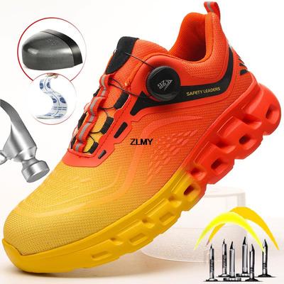 ZLMY Scarpe di Sicurezza Leggere Uomo Scarpe da Ginnastica con Punta in Acciaio Bottone Rotatorio Antiperforazione Scarpe da Lavoro Uomo Stivali di Sicurezza da Lavoro Alla Moda Antiperforazione
