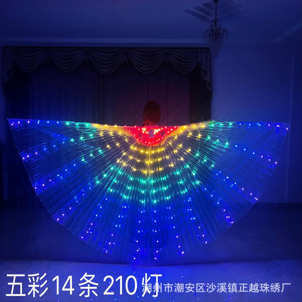 Elf LED Luminous Butterfly Wings Costume - Gold Fluorescent Cloak for Kids & Adults, Perfect for Stage Performances