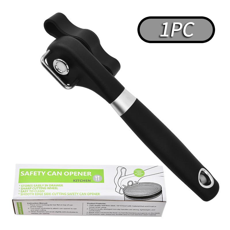 Manual safety multi-function can opener, side opening fast and simple stainless steel can knife, kitchen can opening gadget зелёный