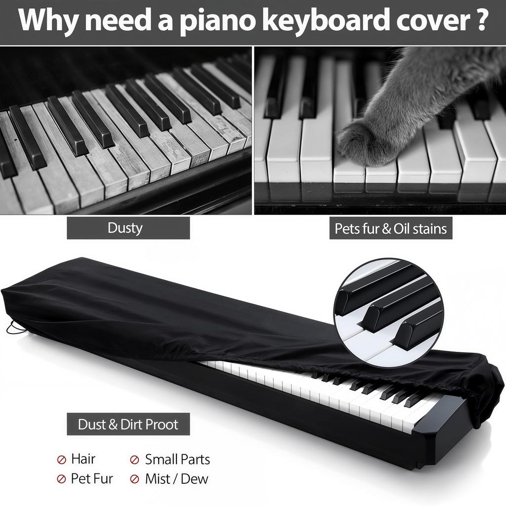 88/61 Key Digital Piano Cover, Dustproof Keyboard Protective Cover for Electronic Organ