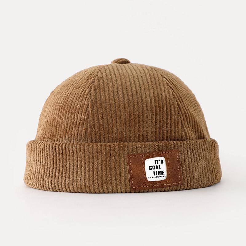 New Landlord Hat Corduroy Men's and Women's Hats Personalized Sewing Label Yuppie Retro Hip-hop Melon Hat Couple Tide