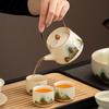Vintage light luxury Ru kiln Qingshan tea set with tea tray home teapot business gift