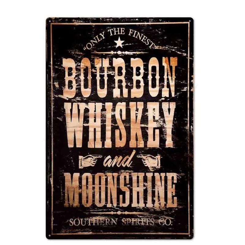 Öl Vin Jameson Affisch Metallplåt Skylt Vintage Metallväggplattor Hantverk Dekor Bar Café Kök Plåt Målning Järnplattor