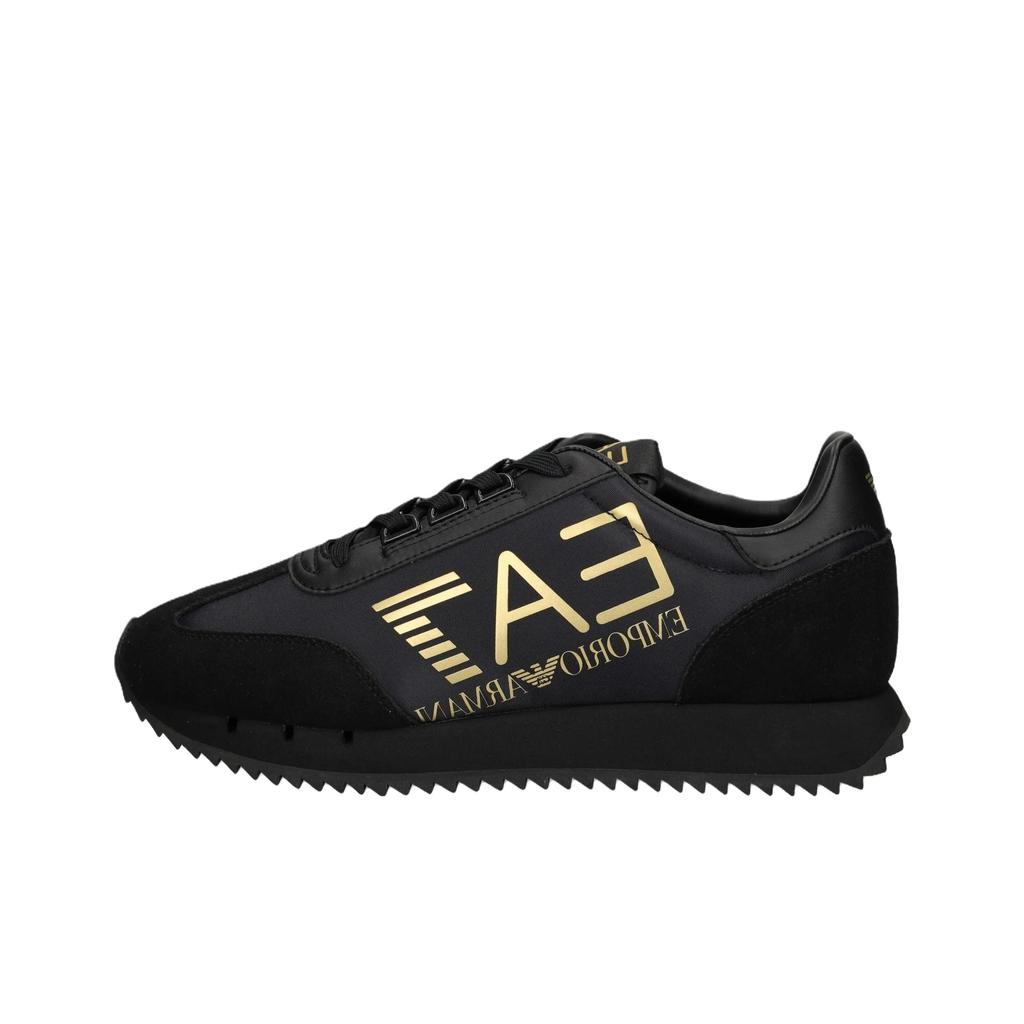 Emporio Armani EA7 Leather Logo Detail Round Toe Lace-Up Low-Top Casual Shoes Unisex casual shoes Black 7X000541AF18609MZ177