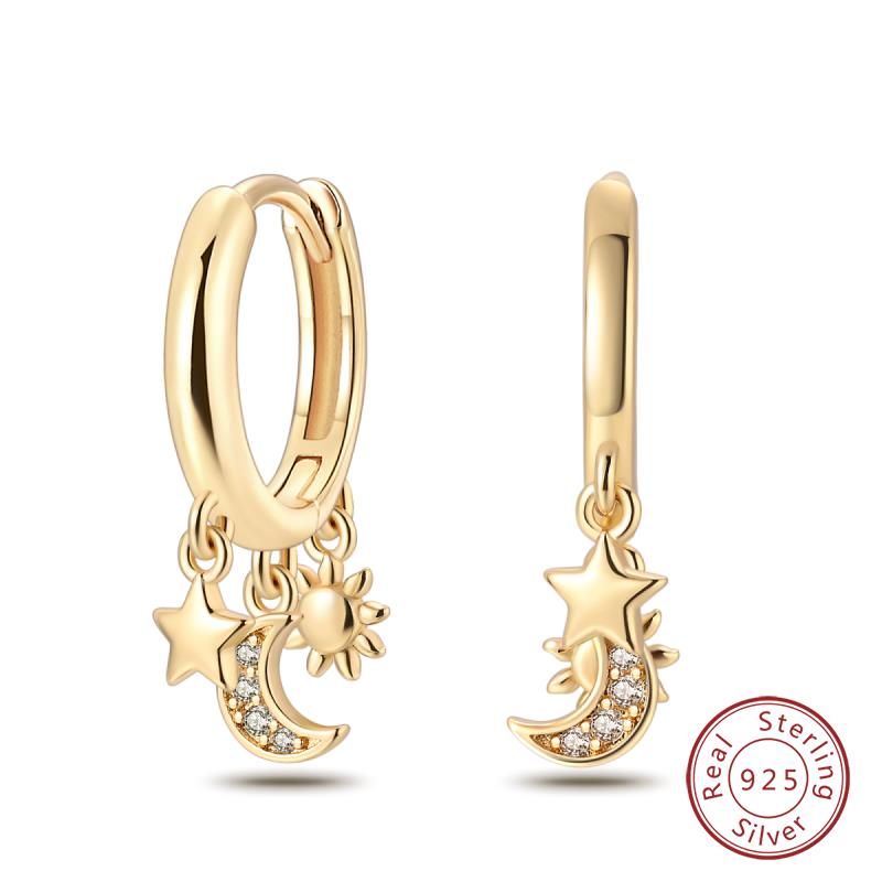 Hot 925 Sterling Silver Earrings Charm Simple Shining Lotus Zircon Wedding Women Jewelry Gift