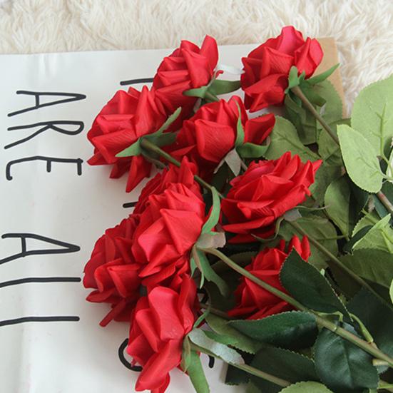 Fuktig Overflate Grønne Blader Faldsøm Imiterte Rose Bryllup Dekorative Planter Brude Kunstige