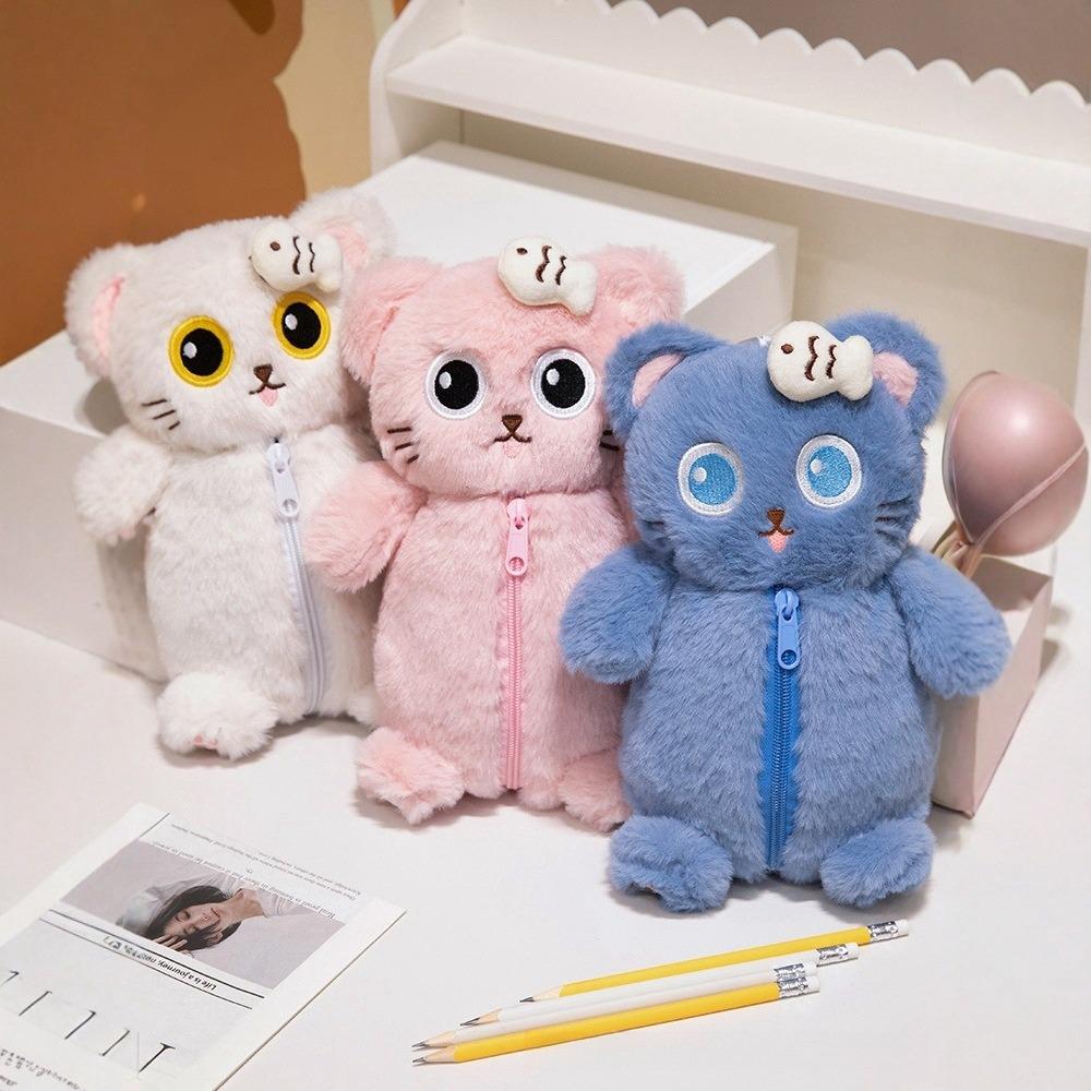 Cat Kitty Stationery Bag Large Capacity Cartoon panda Pencil Case Plush Capybara Pen Bag Girl Gift