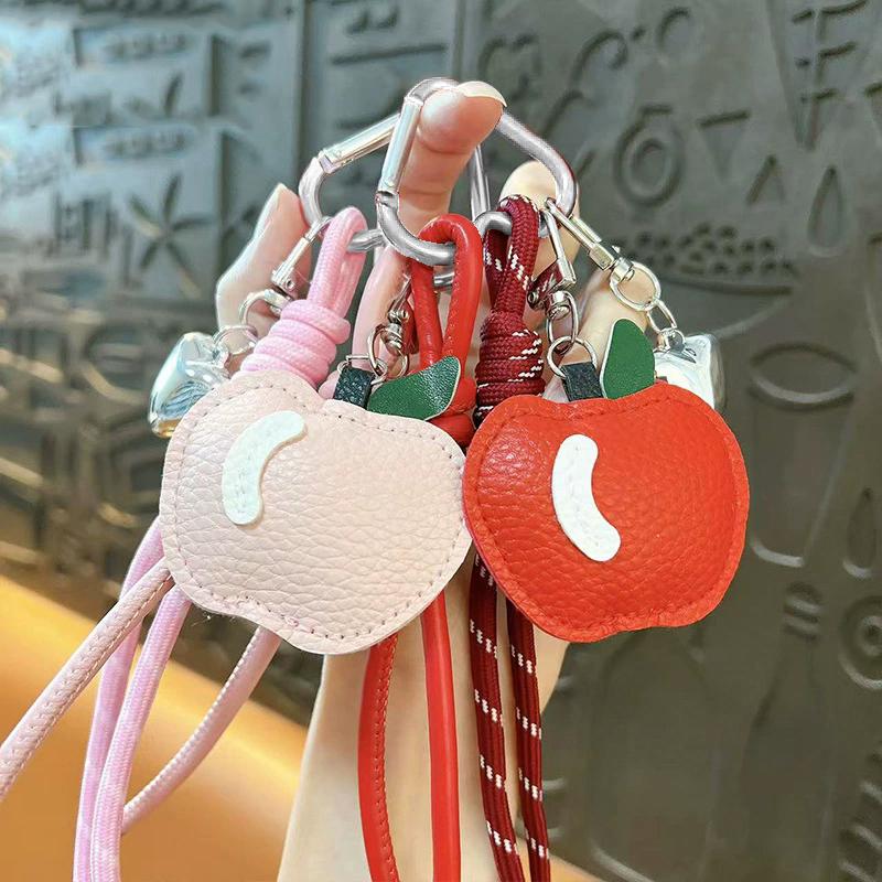 Yogodlns PU Leather Fruit Apple Backpack Pendant Fashion Accessories for Bag Hanging Decor