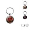 Sleek Rescue Firefighter Emblem Keychain Gemstone Zinc Alloy Key Ring For Men And Women