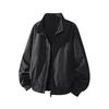 Autumn Men's Jacket  Tough Guy Style Fashion Monochrome Stand Up Collar Casual Oversize Outdoors Coat Large Size