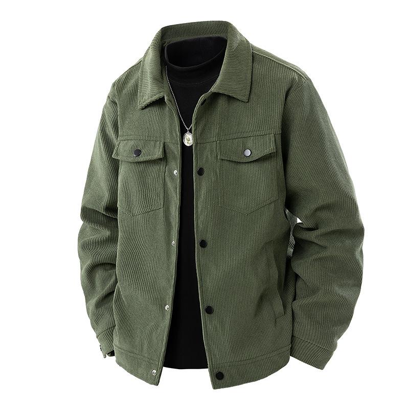 Corduroy Jacket Men's Spring and Autumn Lapel Work Clothes Versatile Loose Casual Jacket Top