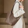 Extra Large Gold Buckle Top Layer TOGO Leather Bucket Bag Large Capacity Handheld Shoulder Bag Shopping Basket Bag