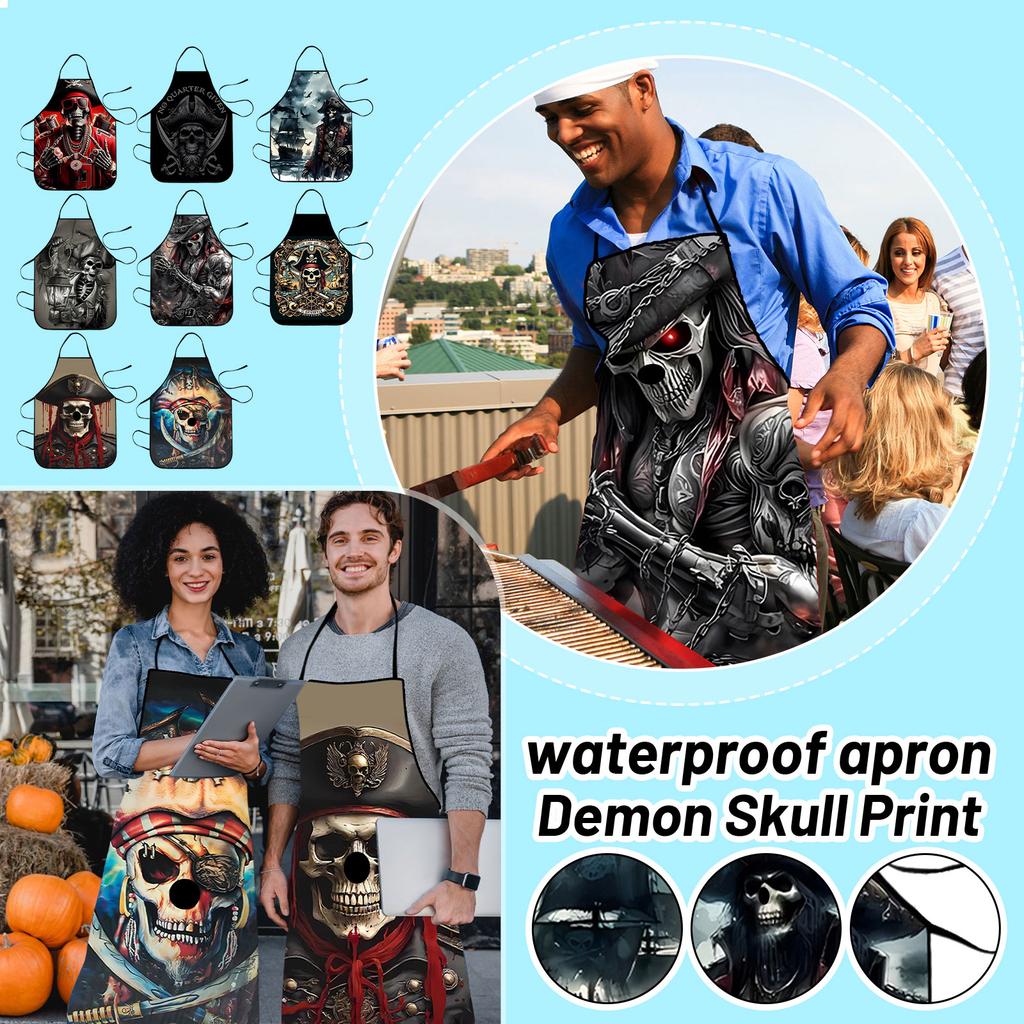 Classic Pirate Apron, Adjustable Waterproof Polyester Kitchen Apron For Men And Women Cooking, Baking, BBQ, Coffee Shop, Housewarming Gift, 25x29 Inch