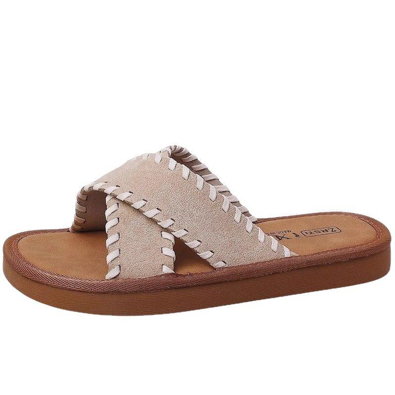 2025 Spring and Summer New Sparkling H-shaped Tow Popular Fashionable Thick-bottomed Sandals Versatile Flat-bottomed Heightening Open-toed Slippers