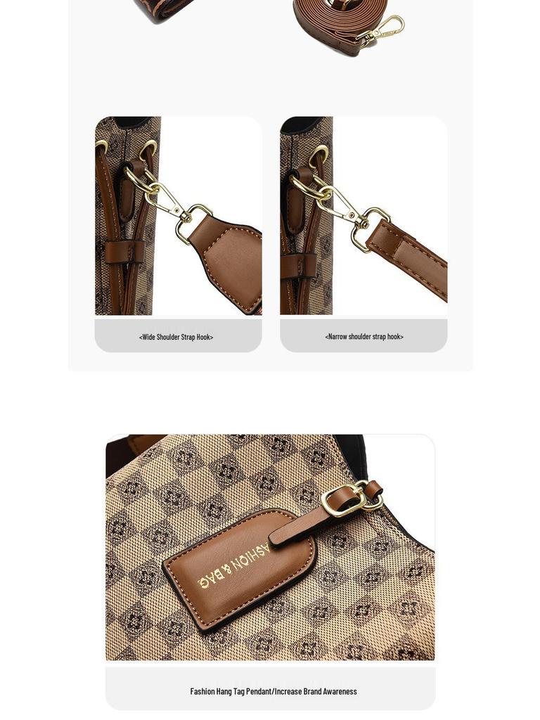 Women's 2024 Trendy Print Bucket Bag with Single & Double Shoulder Straps