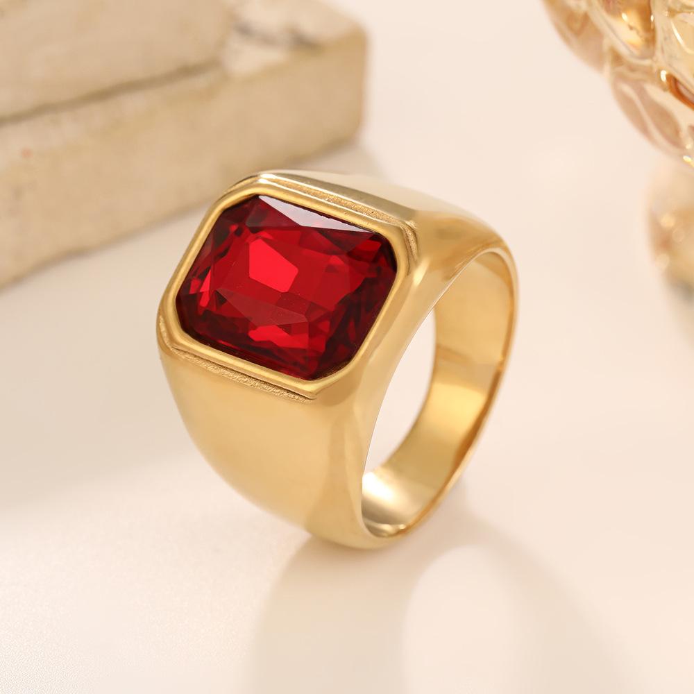 Vnox Stylish Square Natural Stone Signet Rings for Men, Stainless Steel Metal Finger Ring Party Gift Jewelry