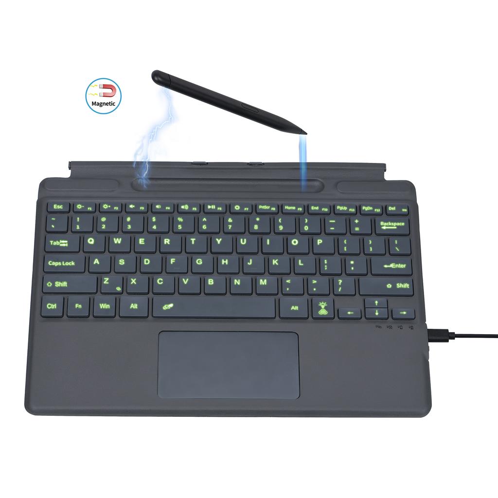 Kabelloses Split-Tastatur für Microsoft Surface Pro 3-10 LED-Hintergrundbeleuchtung 7-Farben-Touchpad für Windows 11 Scheren-Neu