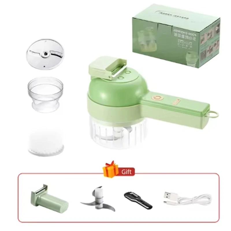 

Multifunctional Vegetable Cutter Chopping Chili Rings, Scallion Cutting Ginger Garlic Slices, Electric Garlic Puree Artifact зелёный