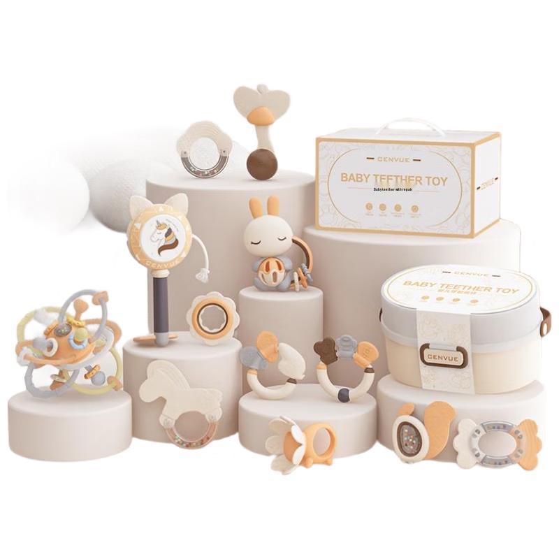 HANDUNYOU Newborn Baby Teether & Rattle 10-Piece Gift Set