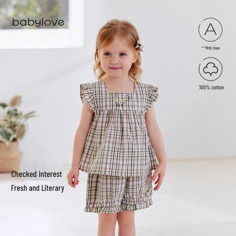 

Хлопковая майка в клетку для девочек Babylove 90