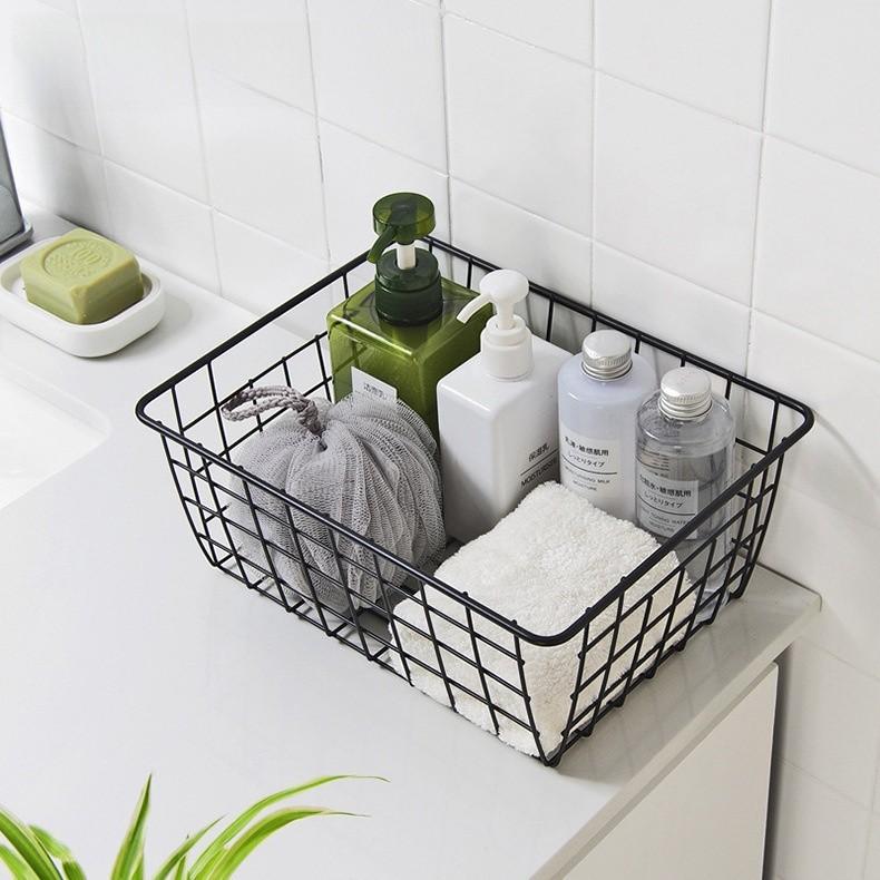 Storage Basket With Iron Material For Home Office And Bathroom Organization