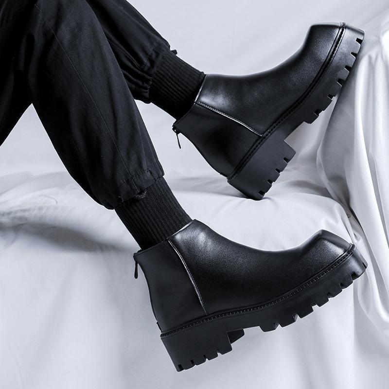 Herren Casual Chelsea Boots Designer Schuhe mit eckiger Spitze Schwarz Stilvoll Original Lederstiefel Business Büro Knöchel Botas Männlich