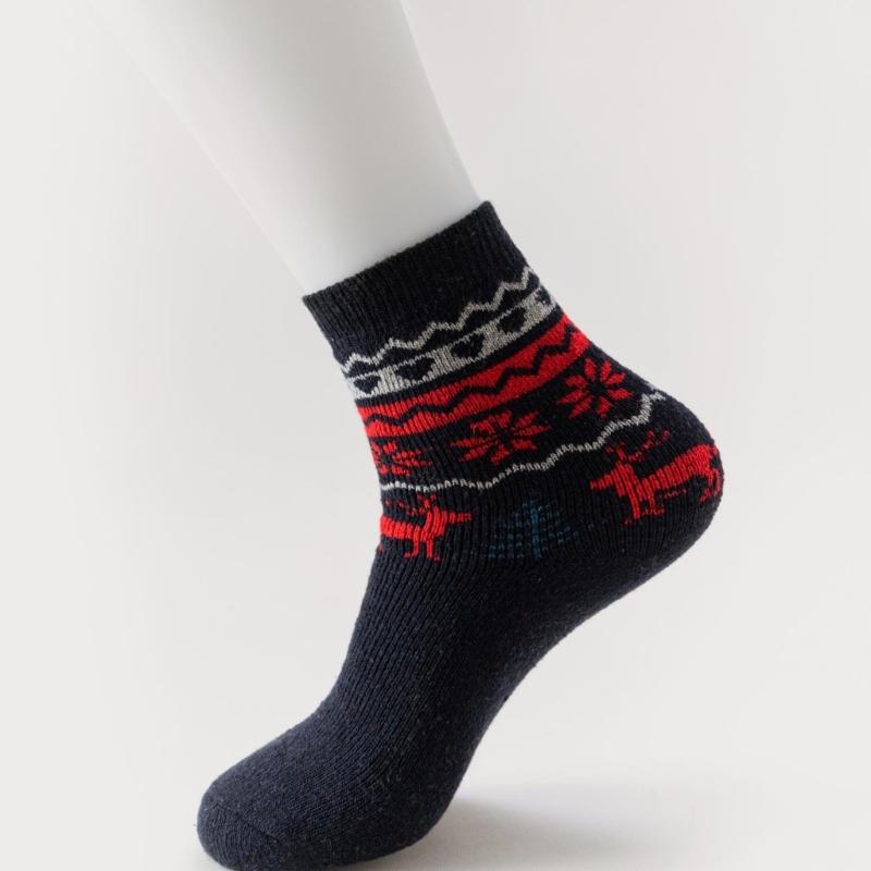 5 Pairs Vintage Ethnic Style Faux Wool Thermal Socks for Men Warm Winter Breathable Hiking Casual Sports Athletic Socks