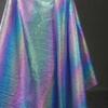 Laser Gradient Pearl Net Chiffon Fabric with Iridescent Crinkle Sheen for Stage Gown DIY Luxury Haute Designer Fabric